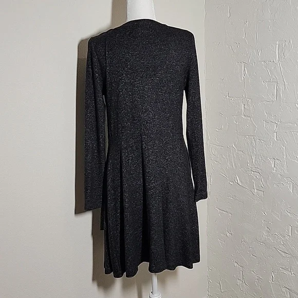 Anthropologie Saturday Sunday Gray Faux Wrap Knit Sweater Dress M Long Sleeve - Picture 3 of 13